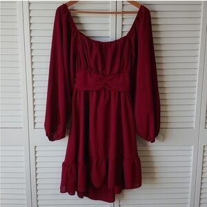 EUC Shein Open Back Ruffle Valentines Day Dress Red Large